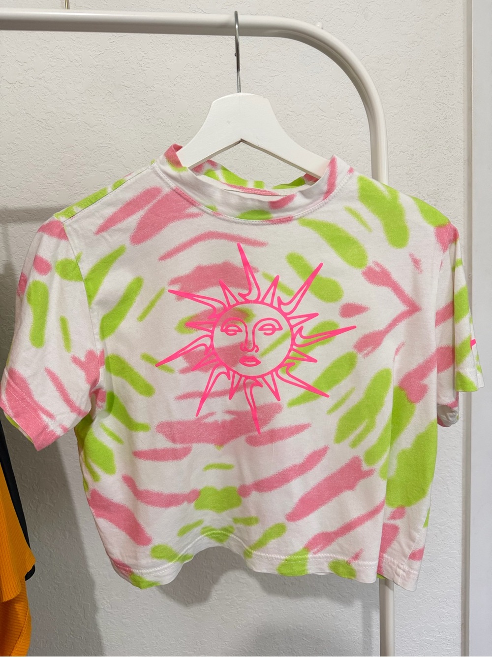 Nike Sun Tie-Dye Crop Tee - Pink & Lime Green